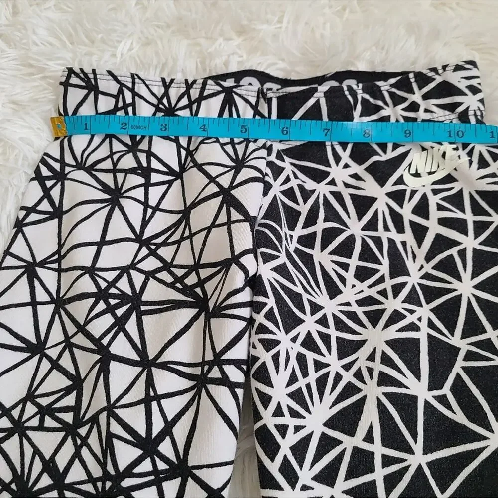 Nike Black And White‎ Geometric Patterned 2 Tone Leggings SZ XS
